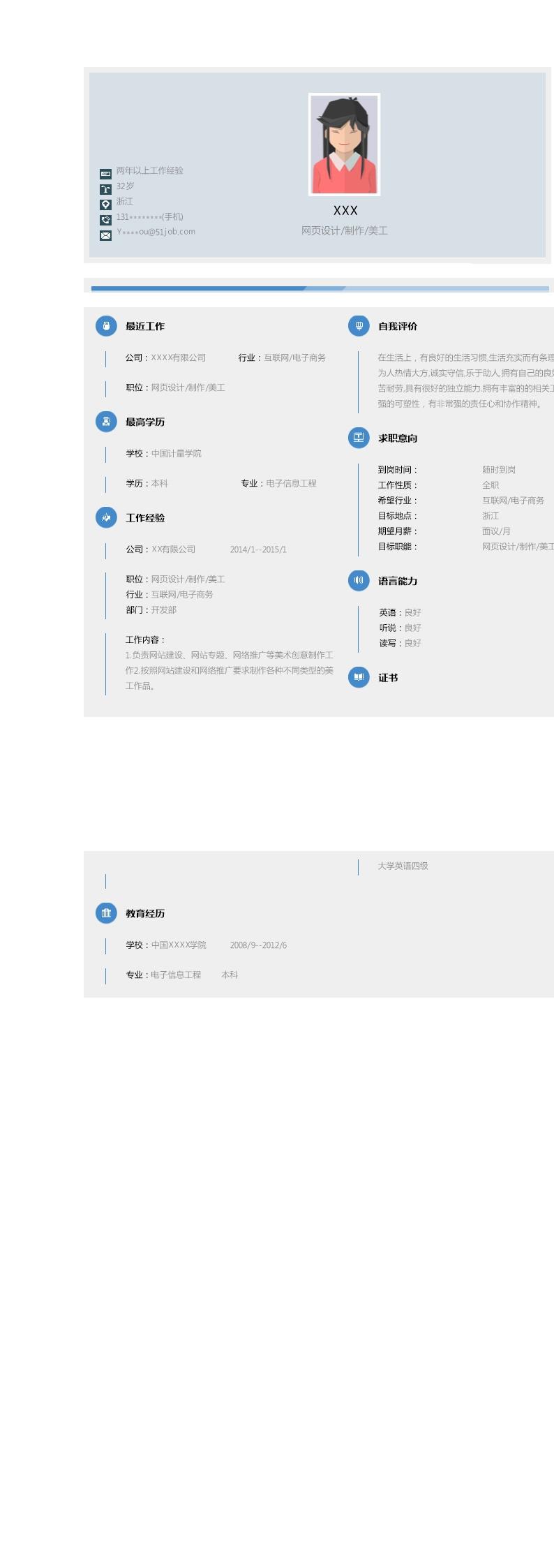 6407_网页设计美工制作类岗位求职简历模板  - 电子商务简历模板